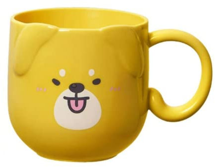 Taza de Perro Kawaii 360ml - Vaso de Plástico Duro Resistente para Niños y Bebés - Forma de Perro para Todas las Edades - Polipropileno Amarillo 11.5x8.5x9cm