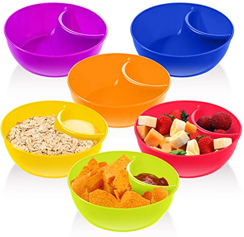 Weewooday 6 Pcs Chips and Dip Bowls, Salsa Serving Bowl Anti Soggy Design