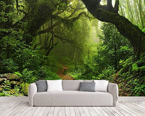 Papier Peint Panoramique Forêt Tropicale Papier Peint Intissé 3D Tapisserie Poster Decoration Murale Chambre Salon