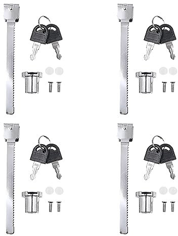 POFET 4PCS Glass Door Lock Sliding Glass Door Locks Serrated Locks for Bookcases Display Cabinets Collection Cabinets Cargo Cabinets