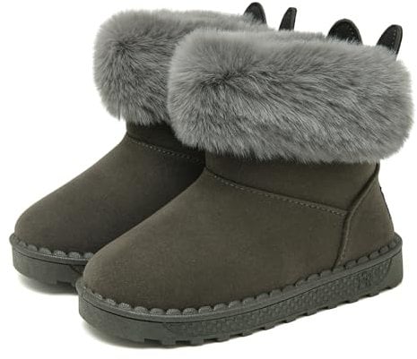 SMajong Stivali Invernali da Bambino Stivali da Neve Cotone Caldo Scarpe Stivaletti per Ragazzi Ragazze Grigio 30 EU = Etichetta 31