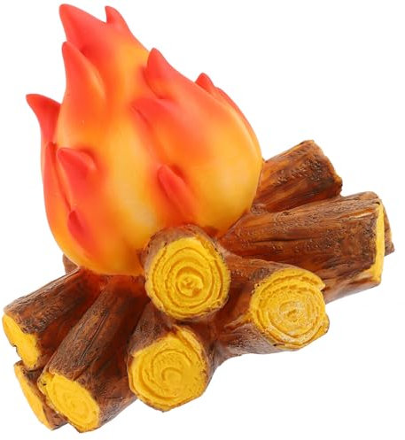 Uonlytech Flammenlampe Dekoratives Lagerfeuer Flackernde Flamme Führte Licht Gefälschter Kamin Led-lagerfeuerstatue Led-glühbirne Mit Künstlichem Feuer Künstliches Brennholz 3D Harz Batterie