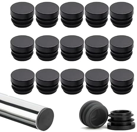 40 Tapones de Tubos de Plástico Redondo 16MMM para Patas de Mesa, Sillas, Muebles, Tubos, PE, Negro