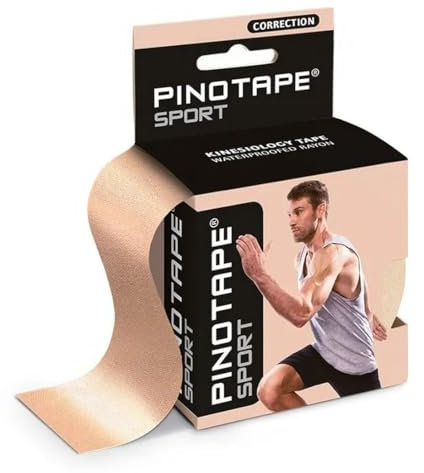 Pinotape Sport Correction - Kinesiologie Tape - 50% geringere Elastizität - erhöhte Stabilität - perfekt auch für kleine Gelenke - Light Beige - 1 Tape