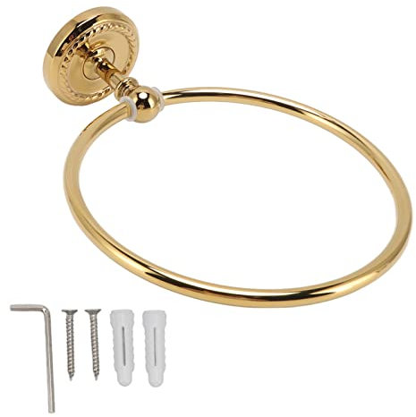 Gsycle Anneau De Serviette Doré, Porte-Serviettes Rond, Porte-Serviettes Moderne pour Mur De Salle De Bain, Cintre Circulaire en Acier Inoxydable avec Accessoires D'installation