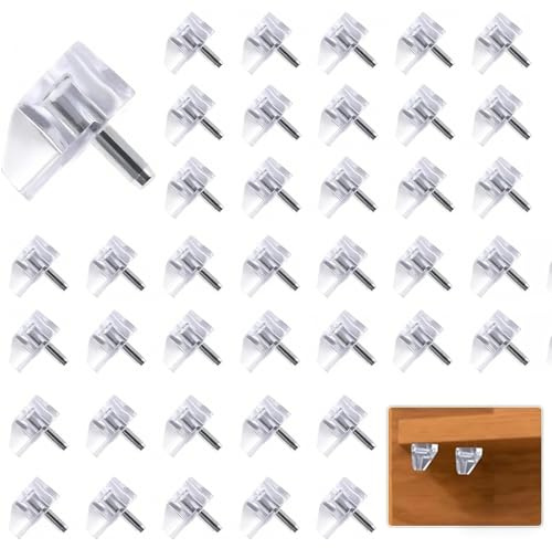 Bodenträger Transparent 5mm, 40 Stück, Kunststoff mit Stahlstift, Regal | Für Einlegeböden, Regalbodenträger, Für Holz und Glas-Böden, Für Schrank Regal Bücherrega