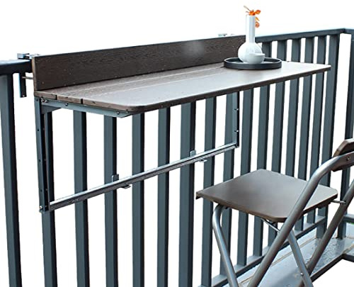 Balkon-Stehtisch Für Geländer, Balkon-Schreibtisch, Hängetische Für Terrasse, Höhenverstellbar, Klein, Zusammenklappbar, Platzsparend, Serviertisch, Arbeitsplattenverlängerung, Herunterklappbar Für T