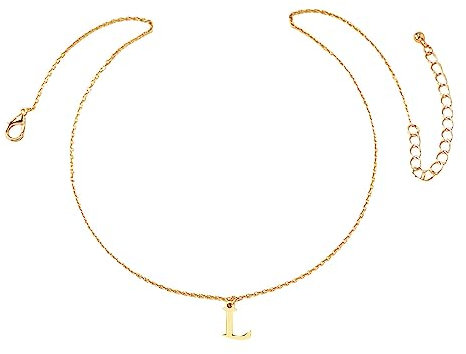 Flachkette Gold-Anfangshalsketten für Frauen Mädchen, zierliche goldene Buchstaben-Halskette, winziger AZ-Anhänger für Teenager-Mädchen, Geschenk, Halsband-Halskette, trendige, Taschen (L, One Size)