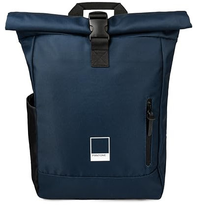 PANTONE™ Urban – Rucksack Damen und Herren, Rucksack Schule Rucksack Wasserdicht Polyester, Wanderrucksack Reiserucksack 22L 64x30x13 Ausgerollt, Rolltop Rucksack Taschen Gepolsterter Laptop-Rucksäcke