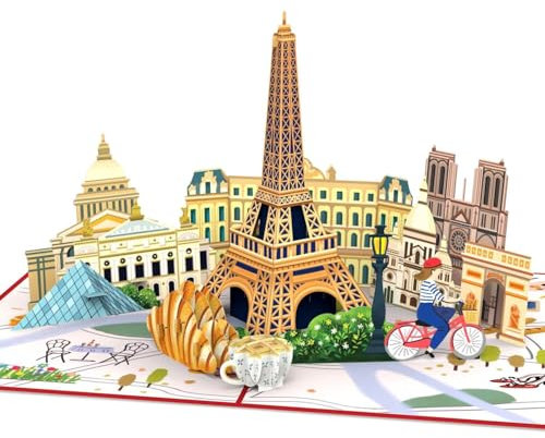papercrush® Pop Up Karte Paris - Geburtstagskarte für Geldgeschenk für Frankreich Reise, 3D Geschenkkarte für Städtetrip für 2, Reisegutschein für Städtetrip zu zweit als Jahrestagsgeschenk für Frauen