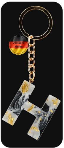 KEYSPACE Schlüsselanhänger Buchstabe-süße Buchstaben Anhänger Gold Weiß-elegant personalisierte Schlüsselanhänger mit Namen-kleine Geschenkideen Geburtstag Freundin (H)