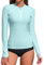 ATTRACO Womens UV Rash Guard Rash Vest Long Sleeve Zip Up UPF50+ Swim Top Swimming Shirts Swimwear S
