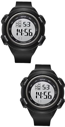 BESTYASH 2 Pcs Couple Electronic Watch Fresh Wrist Watch Casual Watches for Men Watch for Women Mens Sports Watch Waterproof LED Electronic Wristwatch Digital Watch Black