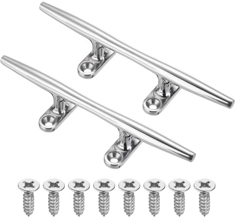 PATIKIL Boat Dock Cleats, Stainless Steel Marine Open Base Dock Cleats Rope Cleat with Fasteners for Boat Deck Kayaks Nautical Decor Hook