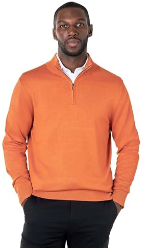 Xposed Orange 100% Cotton Knit Zip Neck Jumper [JUMPER-165-ORANGE-L]