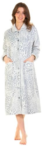 Undercover Robe de chambre pour femme en polaire corail doux avec boutons, Animal bleu, S-M