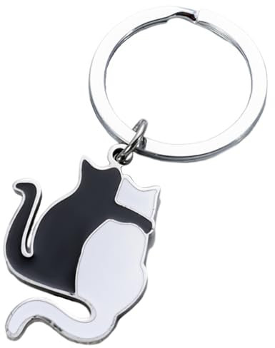 ARROMI Schlüsselanhänger Katze, Cute Keychain, Katzen Deko, Katzen, Meow, Geschenk für Katzenliebhaber, Schlüsselanhänger Tier für Freund, Partner, Schlüsselanhänger Silber für Frauen, Männer
