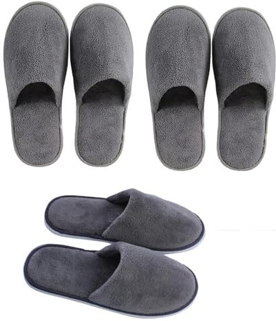 WNXBFO 3 Pairs Hotel Slippers, Soft Coral Velvet Travel Slippers, Non Slip Spa Slipper with Thick 9mm Soles, Reusable Guest Slipper for Spa, Party Guest, Swimming Pools and Travel
