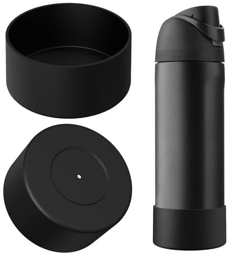 Linkidea 2 Pack Water Bottle Boot Compatible with Owala FreeSip/Twist/Potter 24oz Bottles, Silicone Anti-Slip Bottle Bottom Bumper Protector (Black)