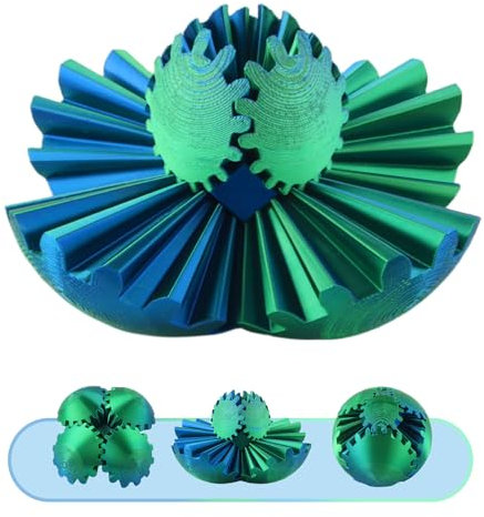 SilverChry 3D Gear Ball, Gear Ball 3D Gedrucktes Fidget Spielzeug, Drehbare Zahnradkugel, Zahnrad Kugel, Steampunk Whirling Wonder Gear Ball, Stressabbau-Spielzeug für Kinder Und Erwachsener(Grün)