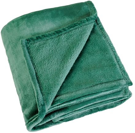 LINDER - Plaid rectangulaire Doux et cocooning - Coloris Vert Emeraude - 100% Polyester - Dimensions 130x180cm - Collection Cocoon