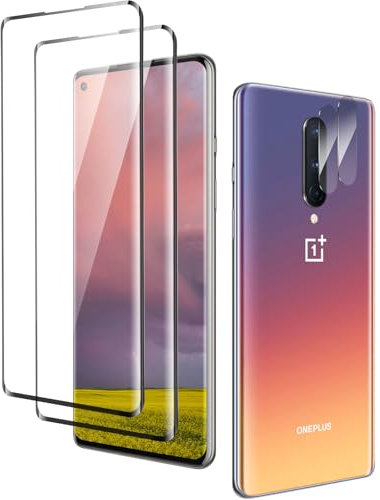 uShield Panzerglasfolie Schutzfolien für OnePlus 8, 2 + 2 Stück Glas Bildschirmschutz [Fall Freundlich][Blasenfrei][Anti-Kratzer][Berührungsempfindlich] Panzerglasfolie Displayschutzfolie