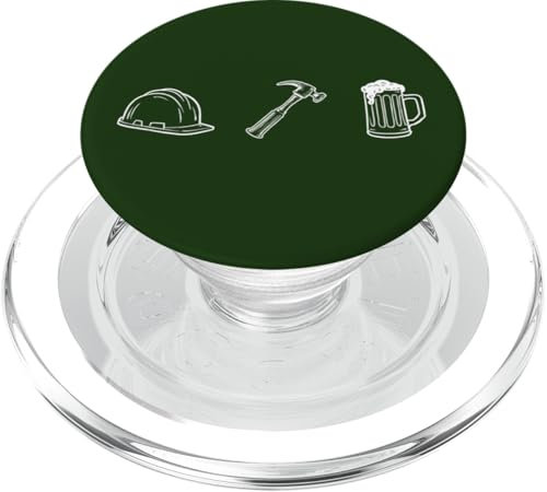 Hard Hat Hammer Beer Sketch Construction Worker PopSockets PopGrip for MagSafe