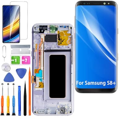 HLYGZX Écran pour Samsung Galaxy S8+ Plus TFT G955F G955FD Écran LCD de Rechange Assemblée réparation Kit (Grau avec Cadre,Pas d'empreintes digitales,Écran Non courbé)
