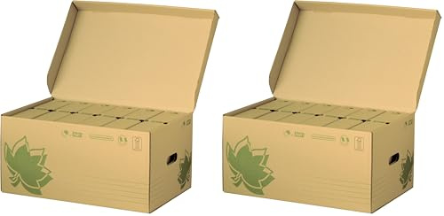 FAST Nature Line Caisse a Documents en Carton 52 x 35 x 26 cm + 6 Boites Archives Dos 80cm Ecru (Lot de 2)