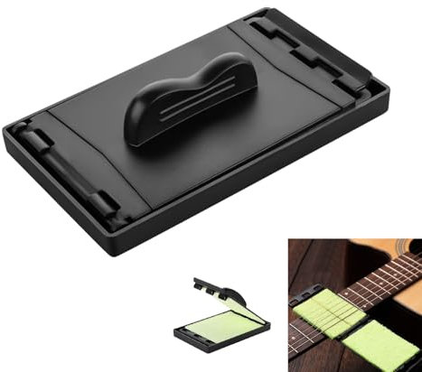 Instrumentensaitenreiniger, Musikgitarre Saitenreiniger für Gitarre, Bass, Ukulele, Zubehör Griffbrett und Saiten Reiniger Set, Doppelseitiges Reinigungstuch, Ergonomischer Griff, Gitarrenzubehör