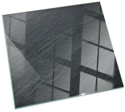 Kamin Bodenplatte Glas 60x60 cm Herdboden Platz Schutz vor Glut Schutz vor Kontamination Polierte Kanten Schutz vor Schäden Bodenbelag Wohnzimmer Wasserdicht - Natursteinstruktur