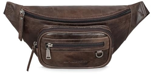 Marc Peter® Varadero Leder Bauchtasche | Gürteltasche Leder Bauchtasche mit Wechselgurt | Crossbody Leder Bag | Hüfttasche Leder | Hip Bag | Leder Gürteltasche | Crossbag Braun