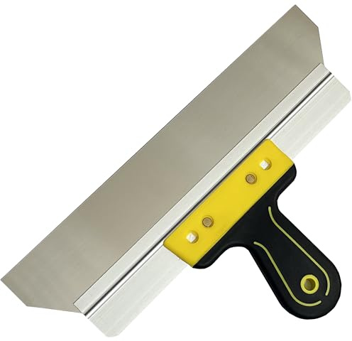 16in/40cm Flexible Plastering Scraper with Ergonomic Soft Handle and Stainless Steel Blade for Walls, Ceilings, Drywall, Plasterboard, Smooth Finishes, DIY Renovations, and Wallpaper Removal