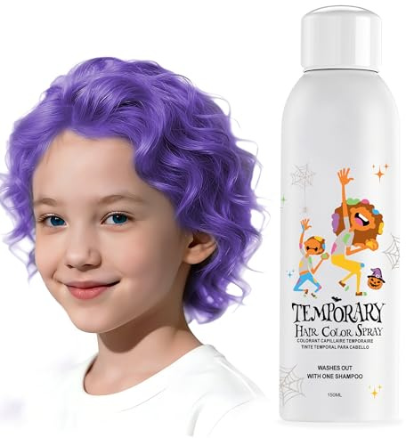 Spray de coloration temporaire pour cheveux violet pour femmes et hommes - Teinture capillaire argentée instantanée et lavable pour adolescents - Coiffure rapide pour Halloween, cosplay, fête costumée