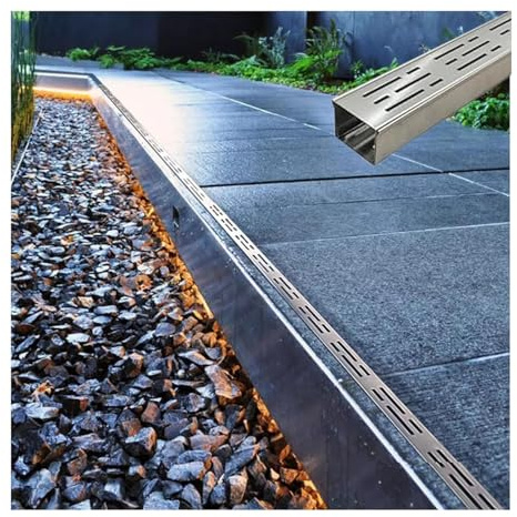 ZHENGQIAN Canaletta scolo Acqua piovana,griglia calpestabile,Canalette di Drenaggio Strette for Patio Esterne,Canaletta Scolo Acqua Piovana Canale di Scarico Stretto(H3*W3.5CM/H1.18*W1.38IN)