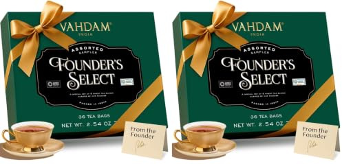 VAHDAM, Tee-Varianten-Geschenkset (6 Geschmacksrichtungen, 36 Teebeutel) – Schwarzer, Grüner, Chai- und Kräutertee | Neujahr-Tee-Geschenke 2026 | Ideale Geschenkbox für Frauen und Männer