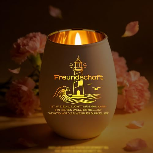 Beste Freundin Geschenke, Freundschaft Geschenke - Windlichter aus Glas Teelichthalter mit Gravur - Geschenk für Freundin, Geschenk Freundin Geburtstag, Abschluss