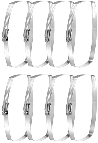 sourcing map 8pcs 150 x 75mm Rectangular Hose Clamps 304 Stainless Steel Square Duct Pipe Hose Clamp Adjustable for Ducting Securing Hose Cable and Bridge Project Application