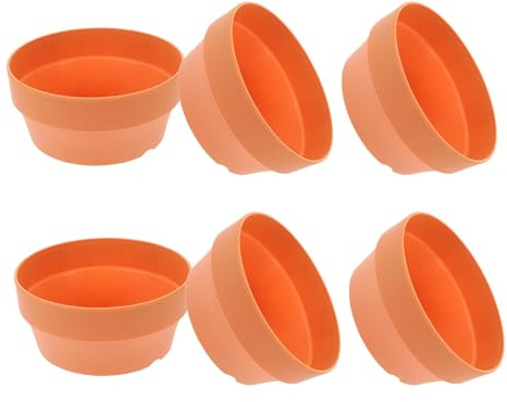 BESPORTBLE 6 Pièces Pot à Fleurs Rond en Plastique Imitation Argile Orange Drainage, pour Plantes Succulentes et Petits Bonsaïs en Extérieur