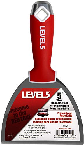 LEVEL5 5 Soft-Grip Edelstahl Drywall Joint Knife - Pro-Grade | Comfortable Finishing Hand Tool | Metal Hammer End | Sheetrock Gyprock Plasterboard Mud
