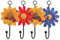 Notakia Kreative Gänseblümchen-Wandhaken aus Kunstharz, Wandmontage, Blumen-Eisenhaken, handbemalt, zum Aufhängen, Mantel/Hut/Schlüssel/Handtuchhaken, Heimdekoration (4 Stück)