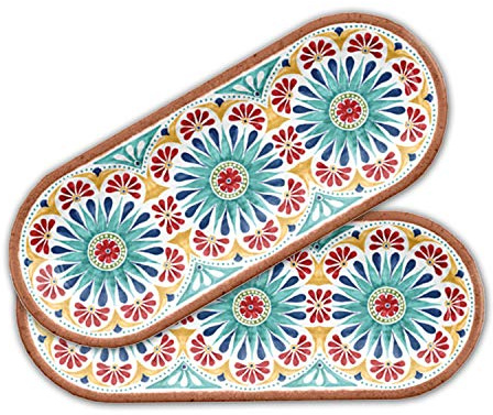 Purely Home Re-usable Rio Medallion Outdoor/BBQ - Plastic/Melamine Oval Appetiser Serving Platter x 1 (1) (Rio Medallion, 2)