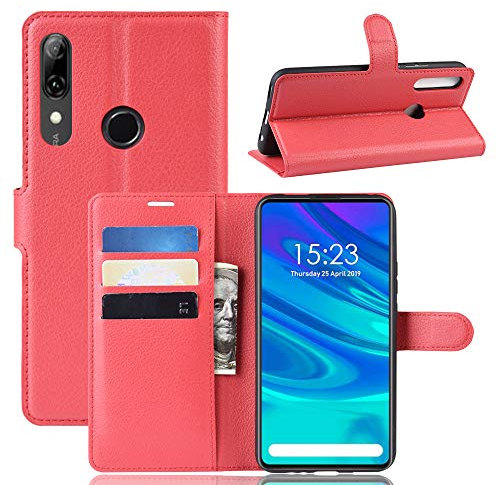Fertuo Coque Huawei P Smart Z/Honor 9X, Antichoc Portefeuille Étui Housse en Cuir à Rabat Flip Cover Case avec Porte Carte, Béquille, Boucle Magnétique pour Huawei P Smart Z/Honor 9X, Rouge