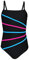 Aquarti Costume Piscina Bambina – Costume Intero Bambina con Bretelle Sottili Regolabili, Nero/Amaranto/Turchino, 140