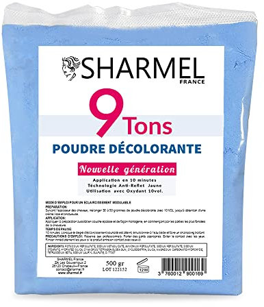 Sharmel - Polvo decolorante de 9 tonos, profesional