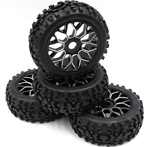 hobbysoul 4 Stück 1/8 RC Off-Road Buggy Badland Reifen All-Terrain Reifen & 1:8 Aluminium-Legierung Felgen Hex 17 mm