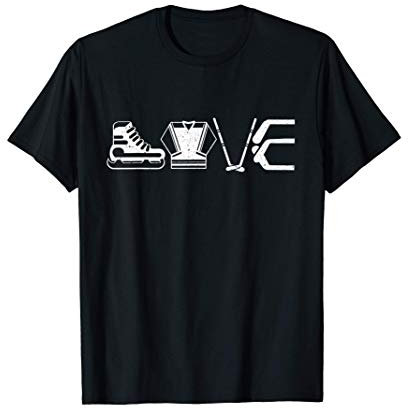 Ice Hockey Love Goalie Game Player Hockey Uniform Sticks T-Shirt