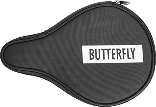 Butterfly Tischtennis Schlägerhülle Logo Case Round | Tischtennis-Hülle für einen Schläger | ovales Design, schwarz