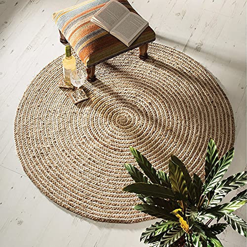DNR Teppich aus indischer Naturfaser, Jute, Baumwolle, 150 x 150 cm, rund, 150 x 150 cm