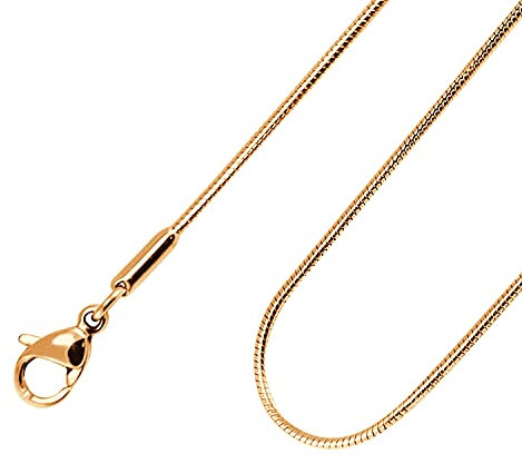 555Jewelry 1.2mm Stainless Steel Snake Chain Necklace for Men & Women, Classic & Simple Thin Delicate Chain (Rose Gold, 26)